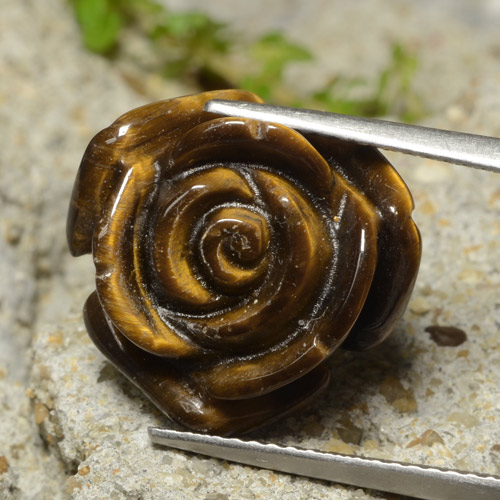 10.98 карата, натуральный Коричневый Тигровый глаз, Огранка Цветок, Непрозрачный