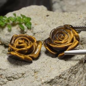 Натуральный коричневый tiger's eye 23,82 карата цветочная огранка, непрозрачный