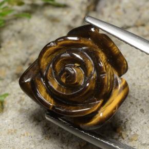 Натуральный коричневый tiger's eye 12,02 карата цветочная огранка, непрозрачный