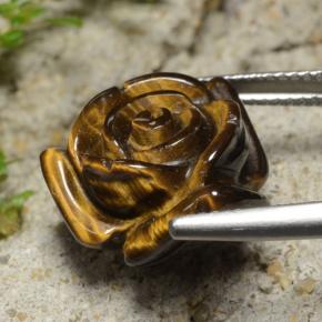 Натуральный коричневый tiger's eye 12,02 карата цветочная огранка, непрозрачный