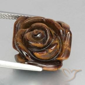 Натуральный коричневый tiger's eye 12,89 карата цветочная огранка, непрозрачный