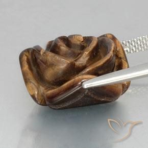 Натуральный коричневый tiger's eye 12,89 карата цветочная огранка, непрозрачный