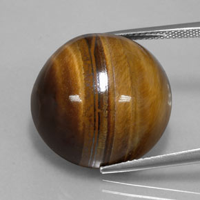 Натуральный коричневый tiger's eye 35,03 карата огранка круг, непрозрачный