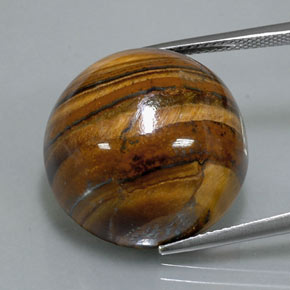 Натуральный коричневый tiger's eye 39,32 карата огранка круг, непрозрачный