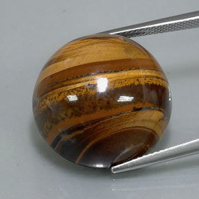 Натуральный коричневый tiger's eye 37,72 карата огранка круг, непрозрачный