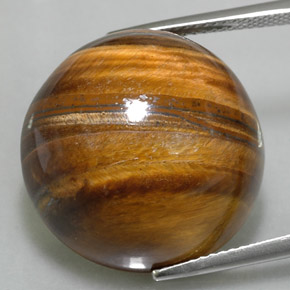 37.73 карата, натуральный Золотисто-коричневый Тигровый глаз, Огранка Круг, Непрозрачный