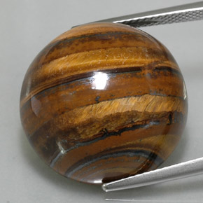 Натуральный коричневый tiger's eye 39,11 карата огранка круг, непрозрачный