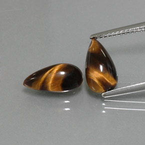  карата, натуральный Золотисто-коричневый Тигровый глаз, Форма груши, Непрозрачный