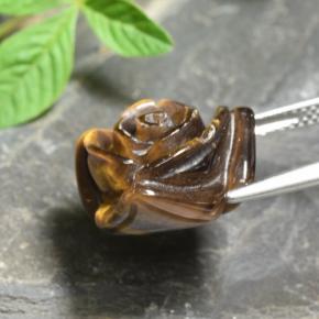Натуральный коричневый tiger's eye 12,56 карата цветочная огранка, непрозрачный