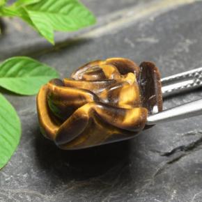 Натуральный коричневый tiger's eye 11,92 карата цветочная огранка, непрозрачный