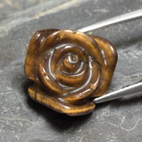 Натуральный коричневый tiger's eye 12,09 карата цветочная огранка, непрозрачный
