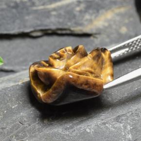 Натуральный коричневый tiger's eye 10,88 карата цветочная огранка, непрозрачный