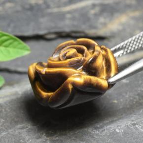 Натуральный коричневый tiger's eye 11,54 карата цветочная огранка, непрозрачный