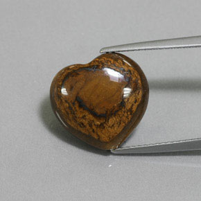 Натуральный коричневый tiger's eye 8,46 карата форма сердца, непрозрачный