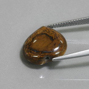 Натуральный коричневый tiger's eye 8,46 карата форма сердца, непрозрачный