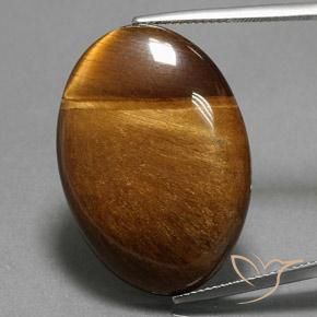 33.65ct Натуральный Теплый коричневый Тигриный Глаз, Овал, Непрозрачный