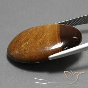 33.65 карата, натуральный Теплый коричневый Тигровый глаз, Овал, Непрозрачный