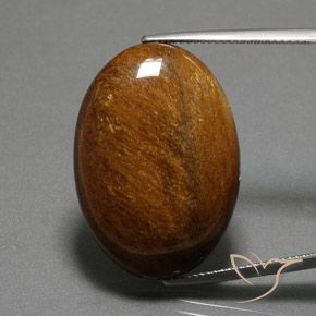 33.96ct Натуральный Темно-коричневая коричневая Тигриный Глаз, Овал, Непрозрачный