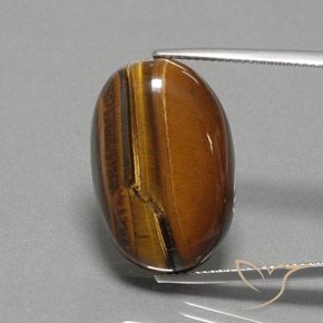 27.02ct Натуральный Золотисто-коричневый Тигриный Глаз, Овал, Непрозрачный