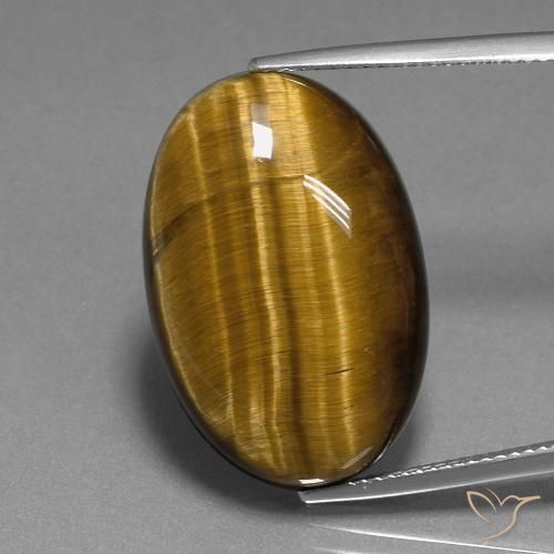 20.74ct Натуральный Желтовато-коричневый Тигриный Глаз, Овал, Непрозрачный