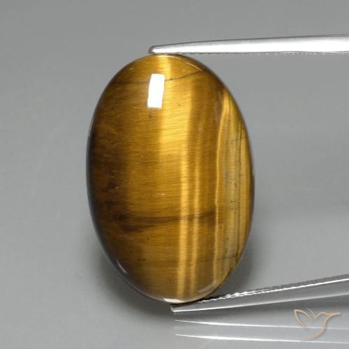 19.63ct Натуральный Золотисто-коричневый Тигриный Глаз, Овал, Непрозрачный