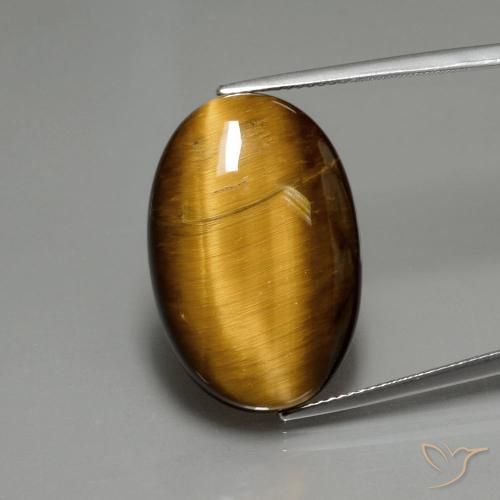 19.68ct Натуральный Коричневый Тигриный Глаз, Овал, Непрозрачный