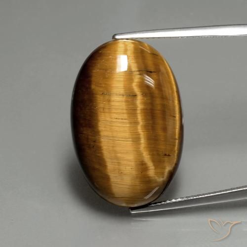 20.74ct Натуральный Коричневый Тигриный Глаз, Овал, Непрозрачный