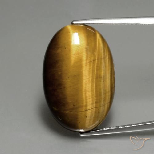 19.66ct Натуральный Золотисто-коричневый Тигриный Глаз, Овал, Непрозрачный
