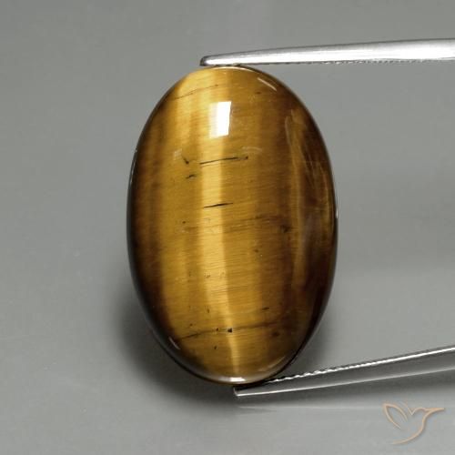20.36ct Натуральный Золотисто-коричневый Тигриный Глаз, Овал, Непрозрачный