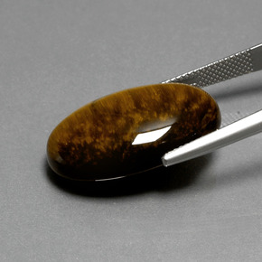 20.16 карата, натуральный Золотисто-коричневый Тигровый глаз, Огранка Овал, Непрозрачный