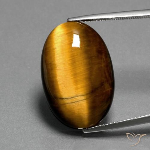 19.68ct Натуральный Коричневый Тигриный Глаз, Овал, Непрозрачный