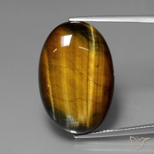 20.61ct Натуральный Коричневый Тигровый глаз, Овал, Непрозрачный