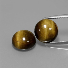  карата, натуральный Золотисто-коричневый Тигровый глаз, Огранка Круг, Непрозрачный