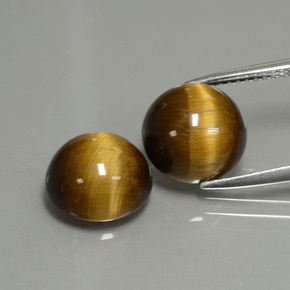  карата, натуральный Золотисто-коричневый Тигровый глаз, Огранка Круг, Непрозрачный