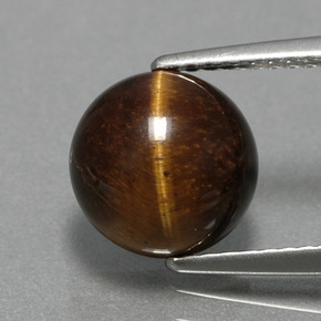 Натуральный коричневый tiger's eye 2,79 карата огранка круг, непрозрачный