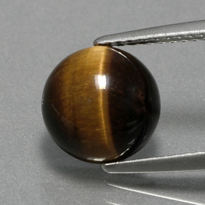 Натуральный коричневый tiger's eye 2,78 карата огранка круг, непрозрачный