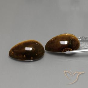 22.97 карата, натуральный Красновато-коричневый Тигровый глаз, Форма груши, Непрозрачный