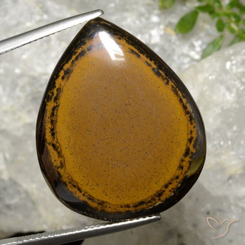 30.34ct Натуральный Коричневый Тигриный Глаз, Форма груши, Непрозрачный