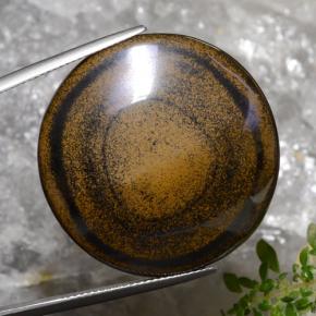Натуральный коричневый tiger's eye 59,01 карата огранка круг, непрозрачный