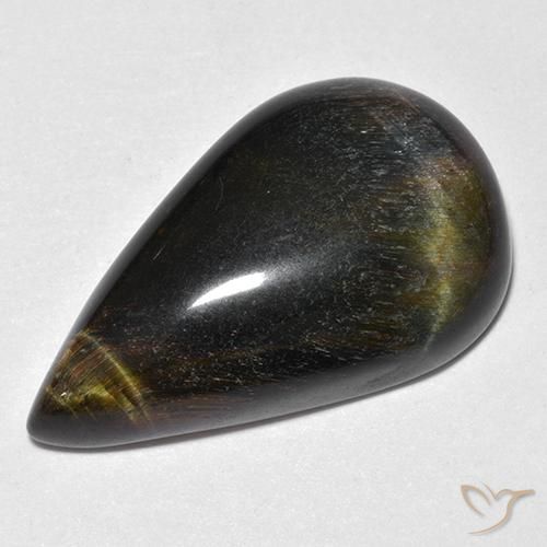 19.38ct Натуральный Золотисто-коричневый Тигриный Глаз, Форма груши, Непрозрачный