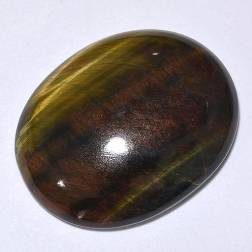 Натуральный многоцветный tiger's eye 24,66 карата огранка овал, непрозрачный