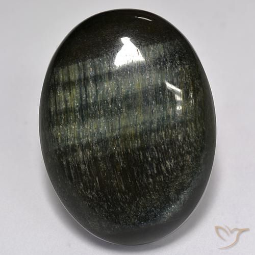 27.76ct Натуральный Золотисто-коричневый Тигриный Глаз, Овал, Непрозрачный