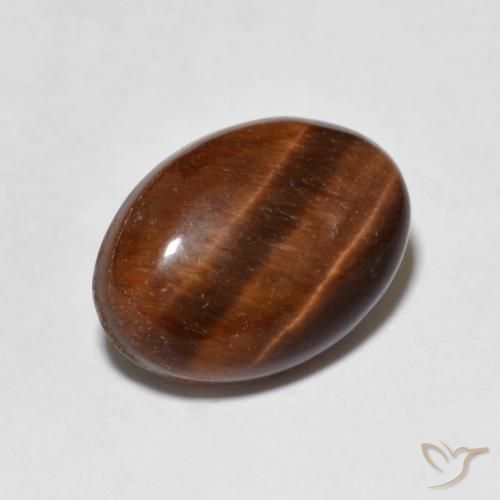 5.38 карата, натуральный Medium Dark-Brown Тигровый глаз, Овал, Непрозрачный