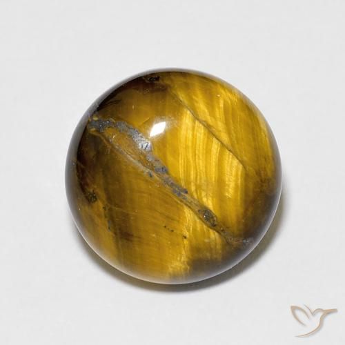 6.66ct Натуральный Medium Light-Brown Тигриный Глаз, Круглый, Непрозрачный