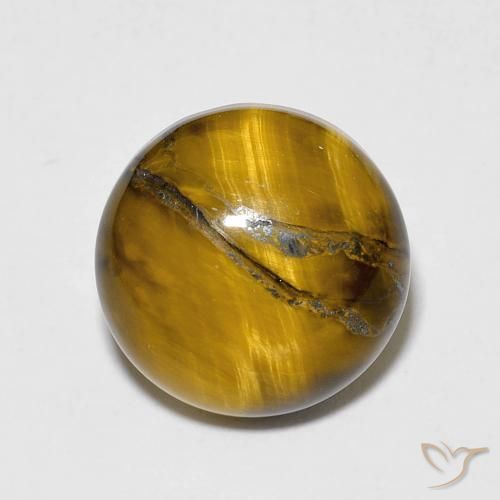 6.75ct Натуральный Medium Light-Brown Тигриный Глаз, Круглый, Непрозрачный