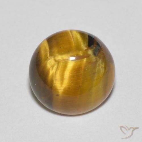 1.57ct Натуральный Золотисто-коричневый Тигриный Глаз, Круглый, Непрозрачный