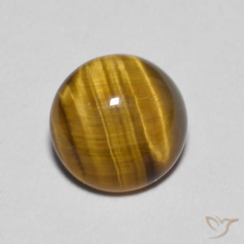 1.09ct Натуральный Золотисто-коричневый Тигриный Глаз, Круглый, Непрозрачный
