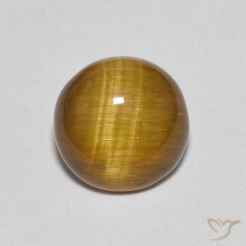 1.19ct Натуральный Светло-коричневый Тигриный Глаз, Круглый, Непрозрачный
