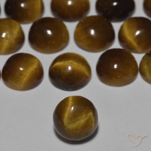 0.92ct Натуральный Теплый коричневый Тигриный Глаз, Круглый, Непрозрачный