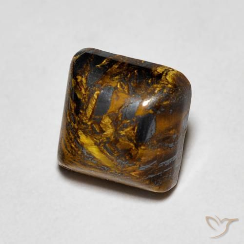 1.53ct Натуральный Гикори Браун Тигриный Глаз, Квадрат, Непрозрачный